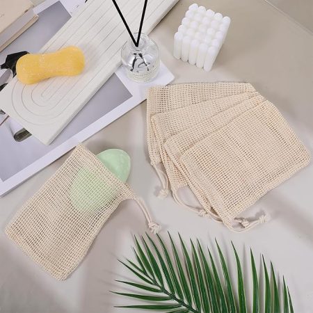 6 PCS Sisal Soap Bags with Drawstring